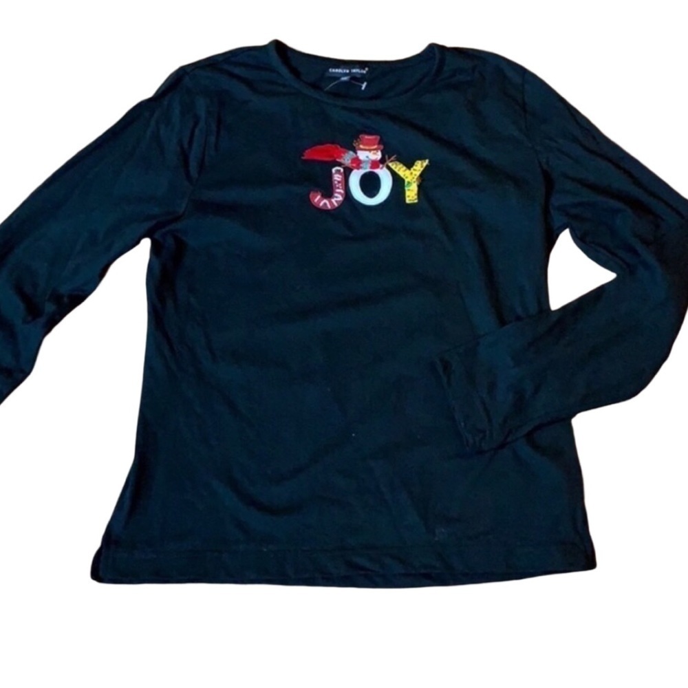 Carolyn Taylor “JOY” Christmas top Black Size Medium